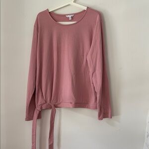 Time and Tru Dusty Rose Sweatshirt with Tie Hem